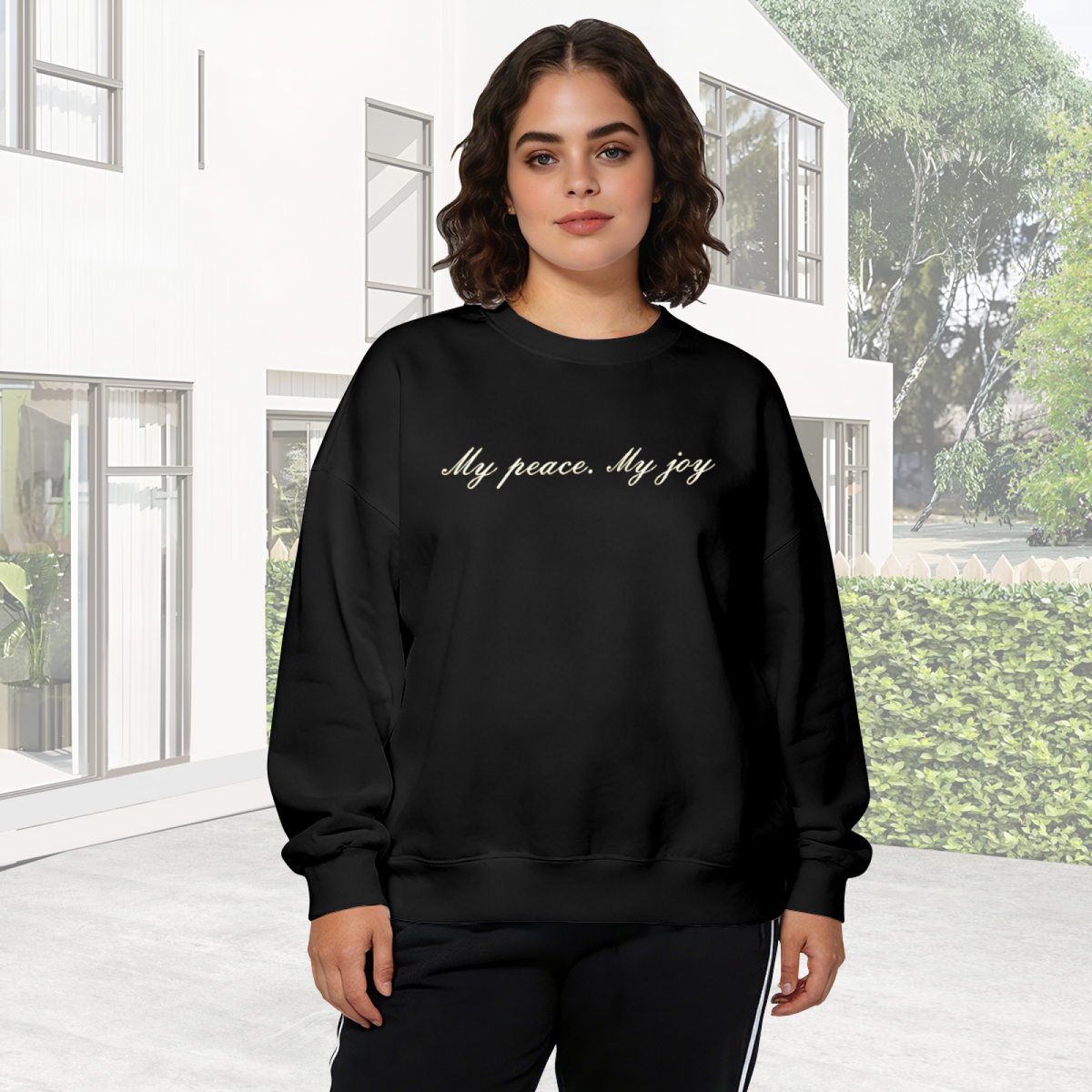 Gentle My Peace My Joy Script Letter Crewneck Sweatshirt