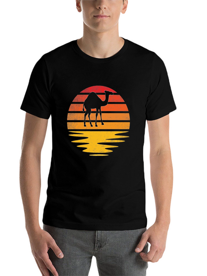 Camel Sunset Graphic Tee - Retro Style
