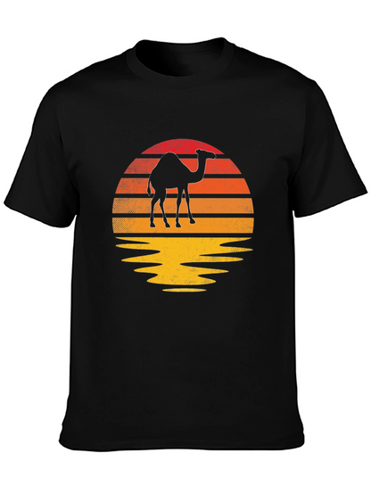 Camel Sunset Graphic Tee - Retro Style
