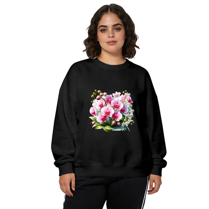 Elegant Pink Orchid Floral Art Crewneck Sweatshirt