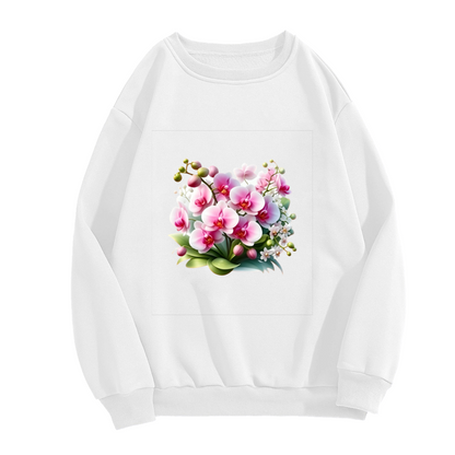 Elegant Pink Orchid Floral Art Crewneck Sweatshirt