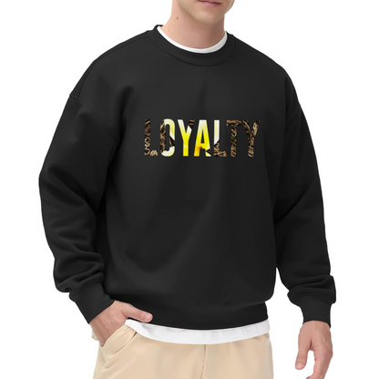 Camo Yellow LOYALTY Letter Graphic Crewneck Sweatshirt