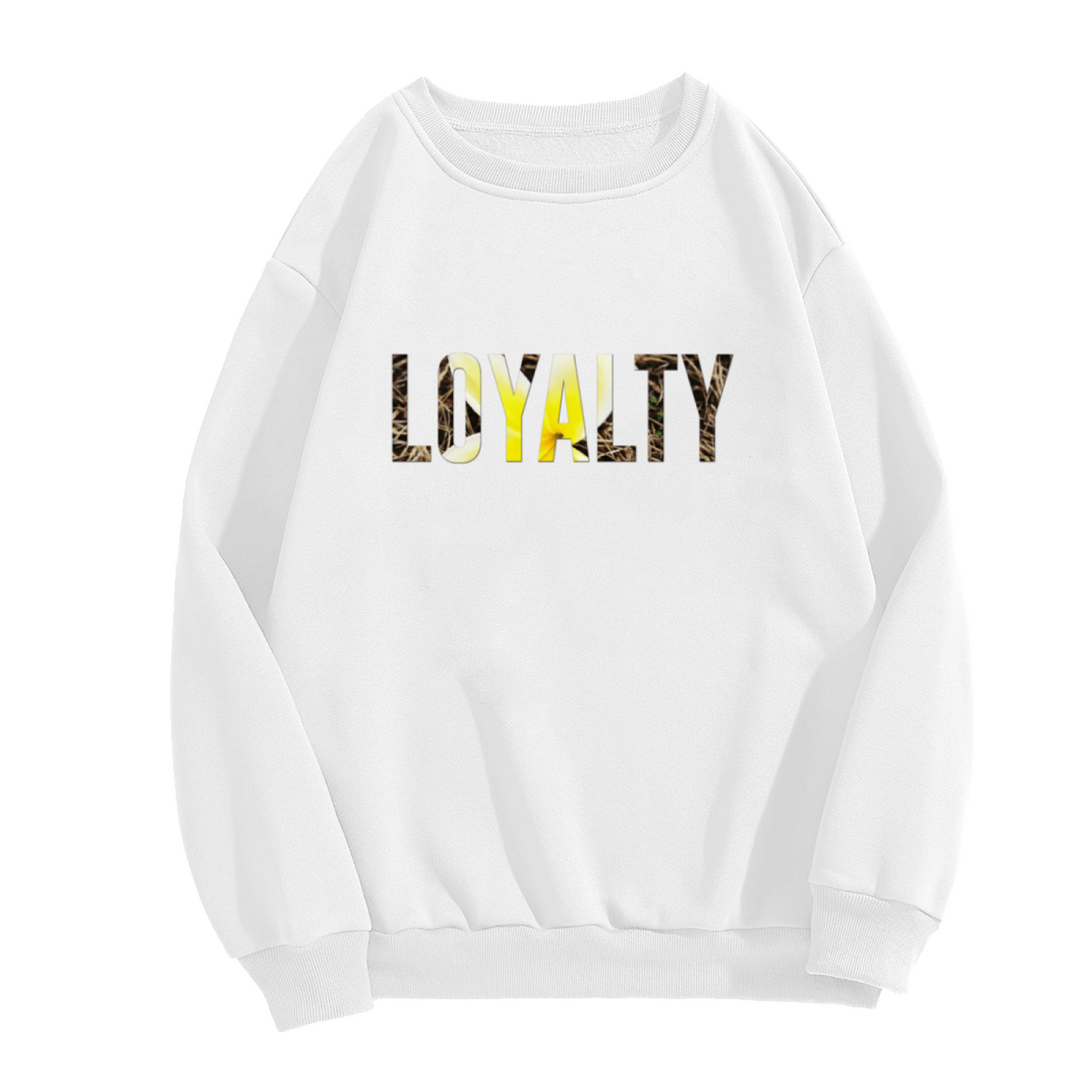 Camo Yellow LOYALTY Letter Graphic Crewneck Sweatshirt