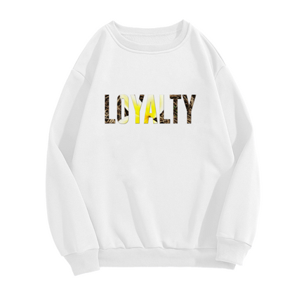 Camo Yellow LOYALTY Letter Graphic Crewneck Sweatshirt