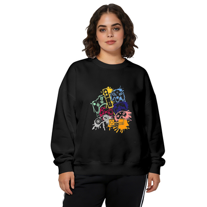 Retro Game Controller Splash?Art Crewneck Sweatshirt