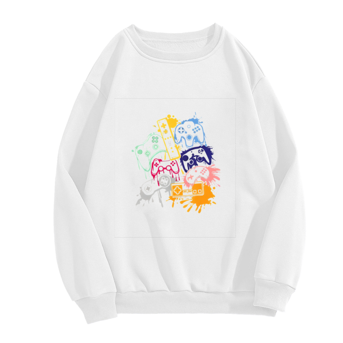 Retro Game Controller Splash?Art Crewneck Sweatshirt