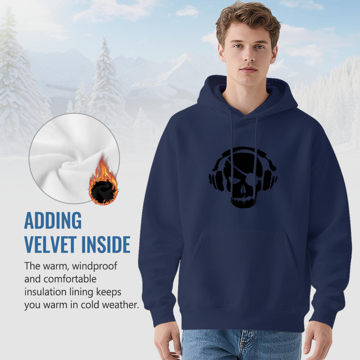 Skull Headphone Silhouette Rock?Vibe Hooded Sweatshirt
