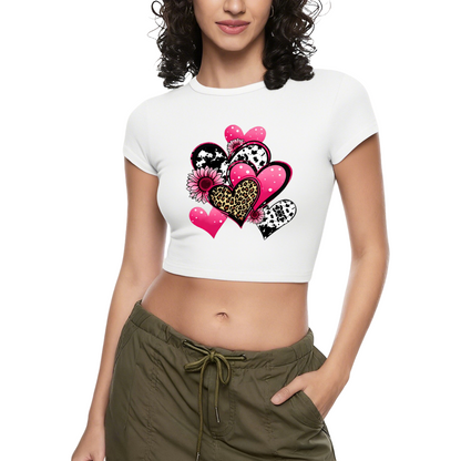 Cow Print & Leopard Heart Hot Pink Crop Top ¨C Cute Coquette Summer Tee 3.