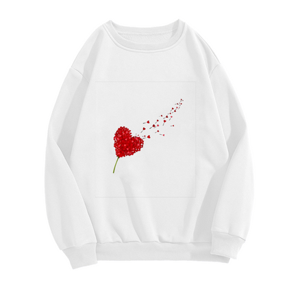 Lovely Shattering Red Heart Floral Art Crewneck Sweatshirt