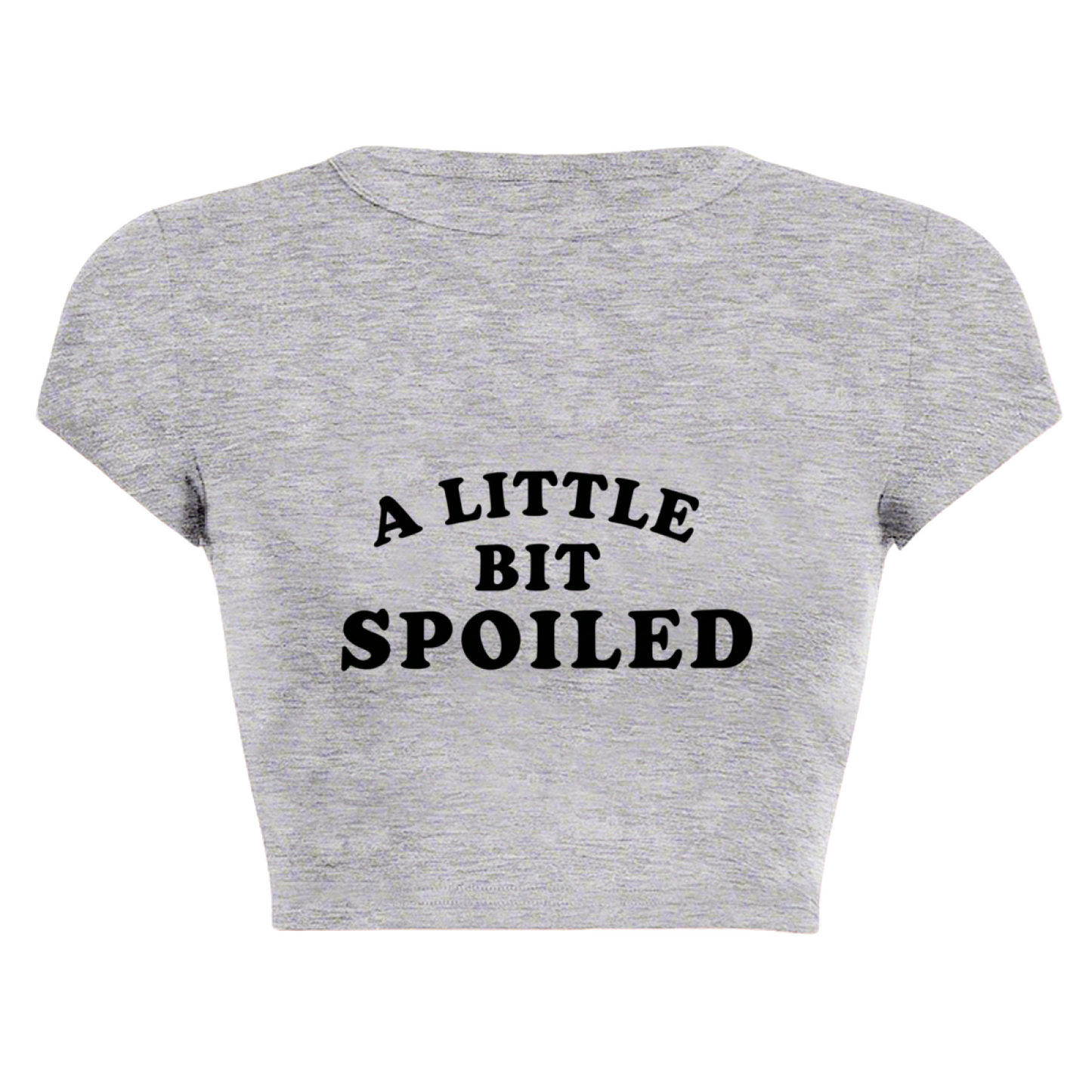 A Little Bit Spoiled Retro Grey Graphic Crop Tee ¨C Sassy Girl Streetwear