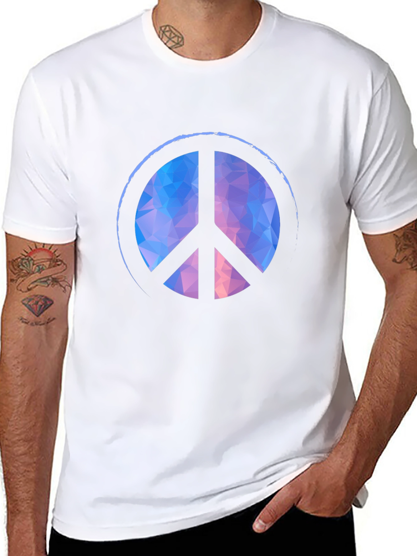 Geometric Peace Sign Black T-Shirt