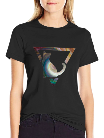 Cat in Triangle Graphic Tee - Stylish Unisex Shirt