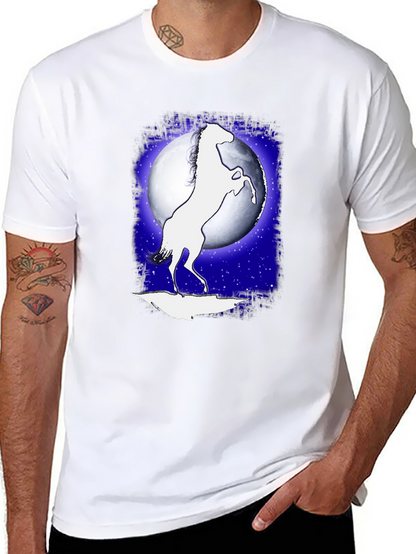 Horse Silhouette Moon Graphic Black T-Shirt