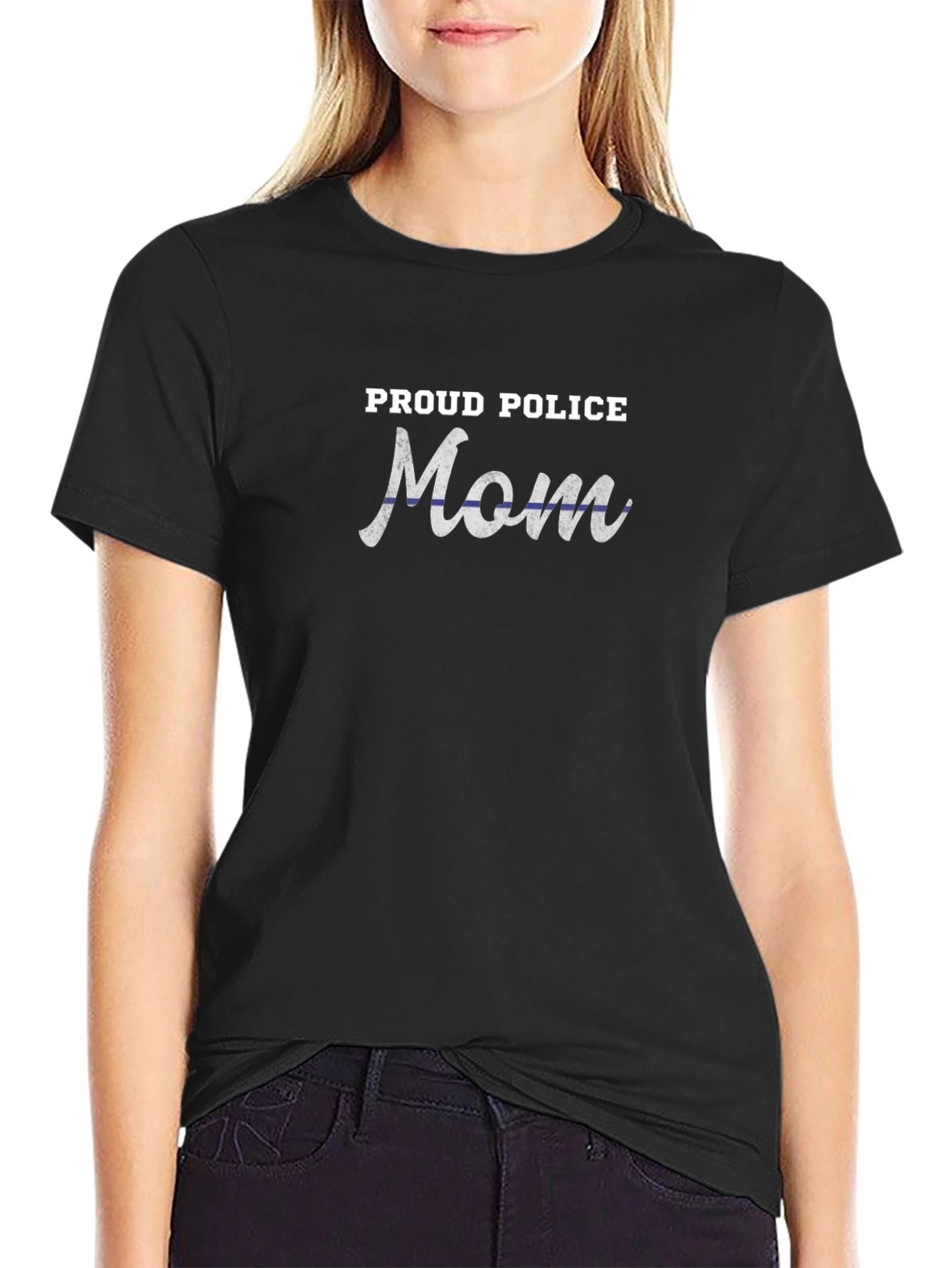 Proud Police Mom T-Shirt - Thin Blue Line