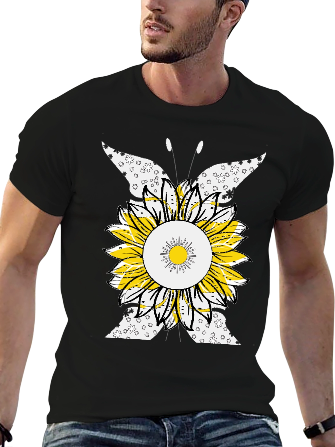 Sunflower Butterfly Graphic Tee