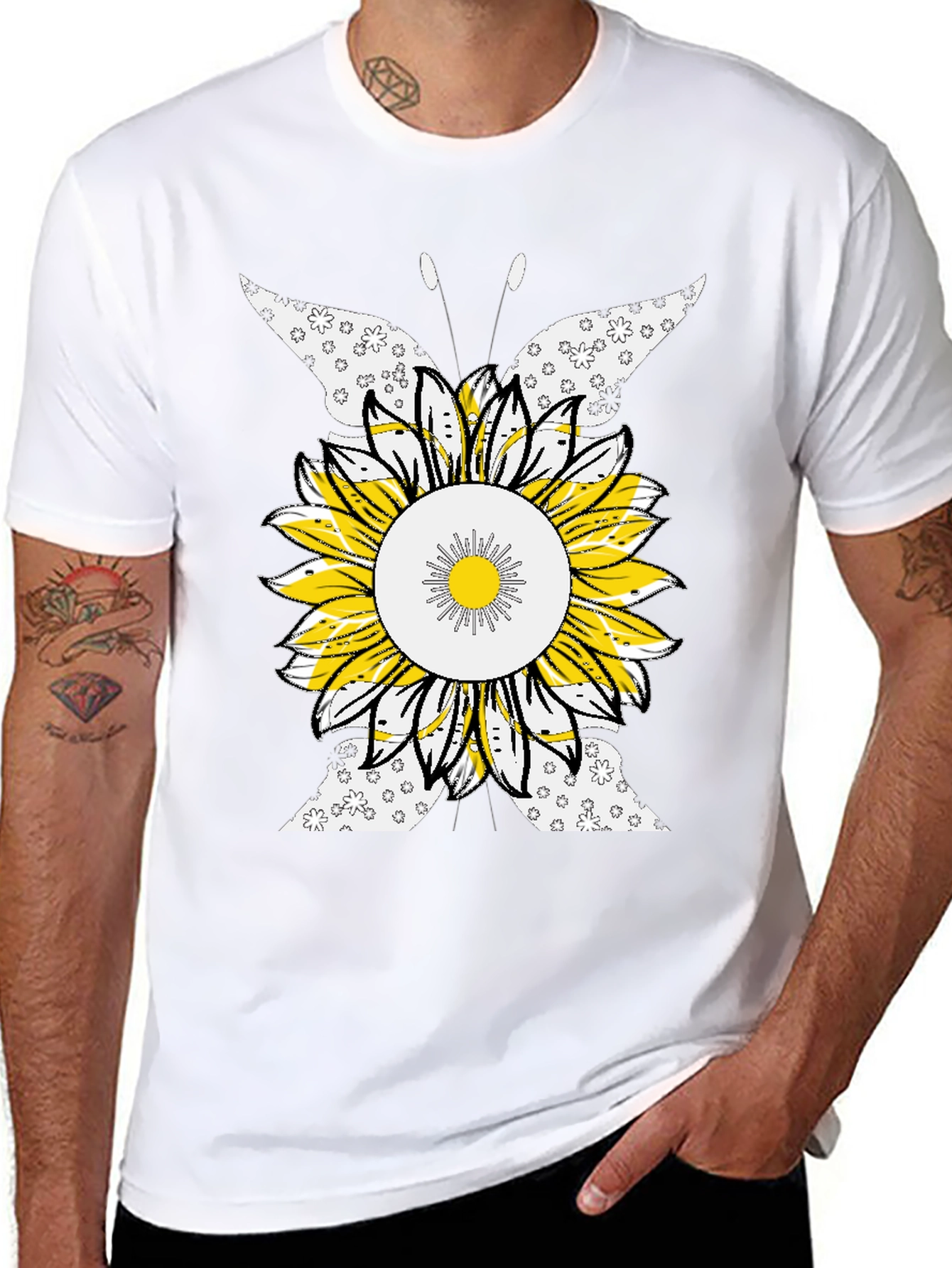 Sunflower Butterfly Graphic Tee