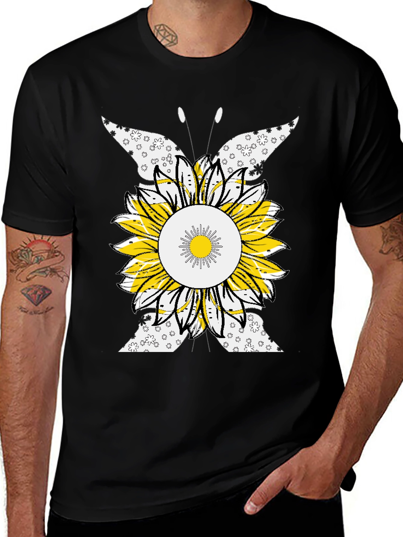 Sunflower Butterfly Graphic Tee