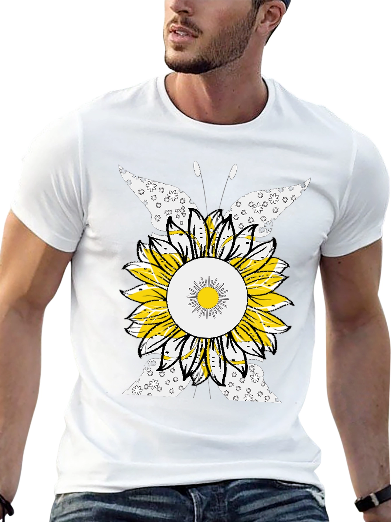 Sunflower Butterfly Graphic Tee