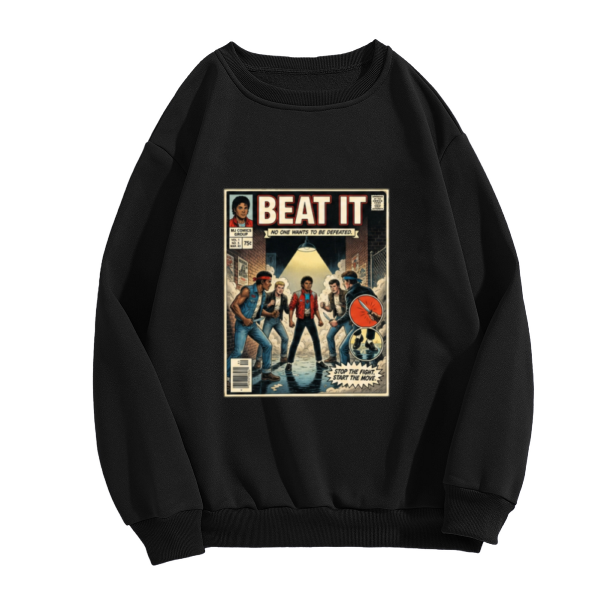Retro Beat It Comic Music Poster Crewneck Sweatshirt