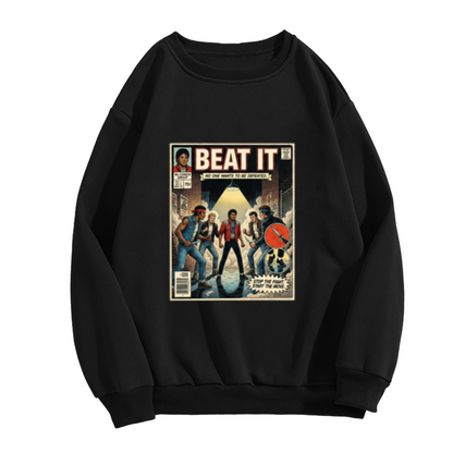 Retro Beat It Comic Music Poster Crewneck Sweatshirt