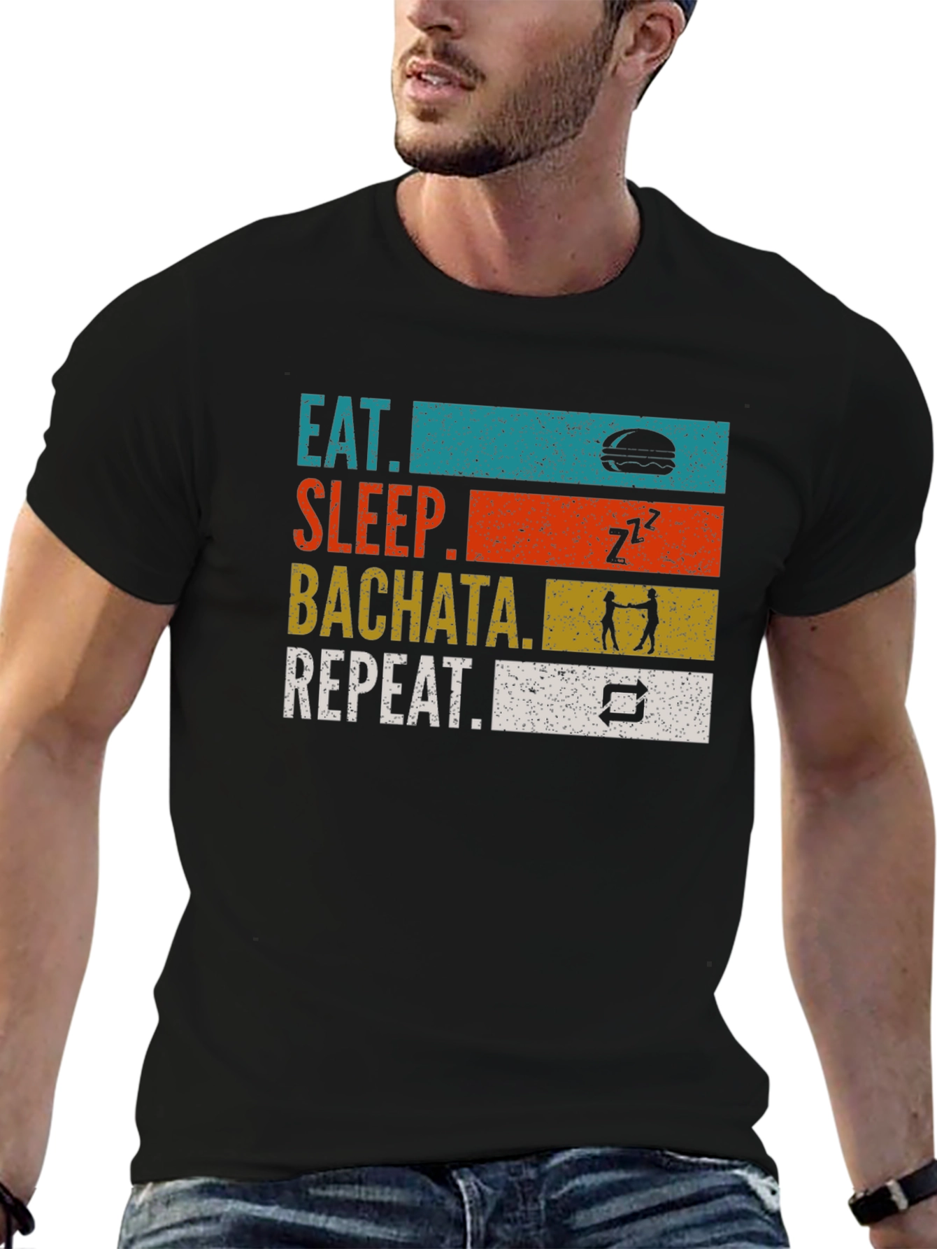 Eat Sleep Bachata Repeat Graphic T-Shirt