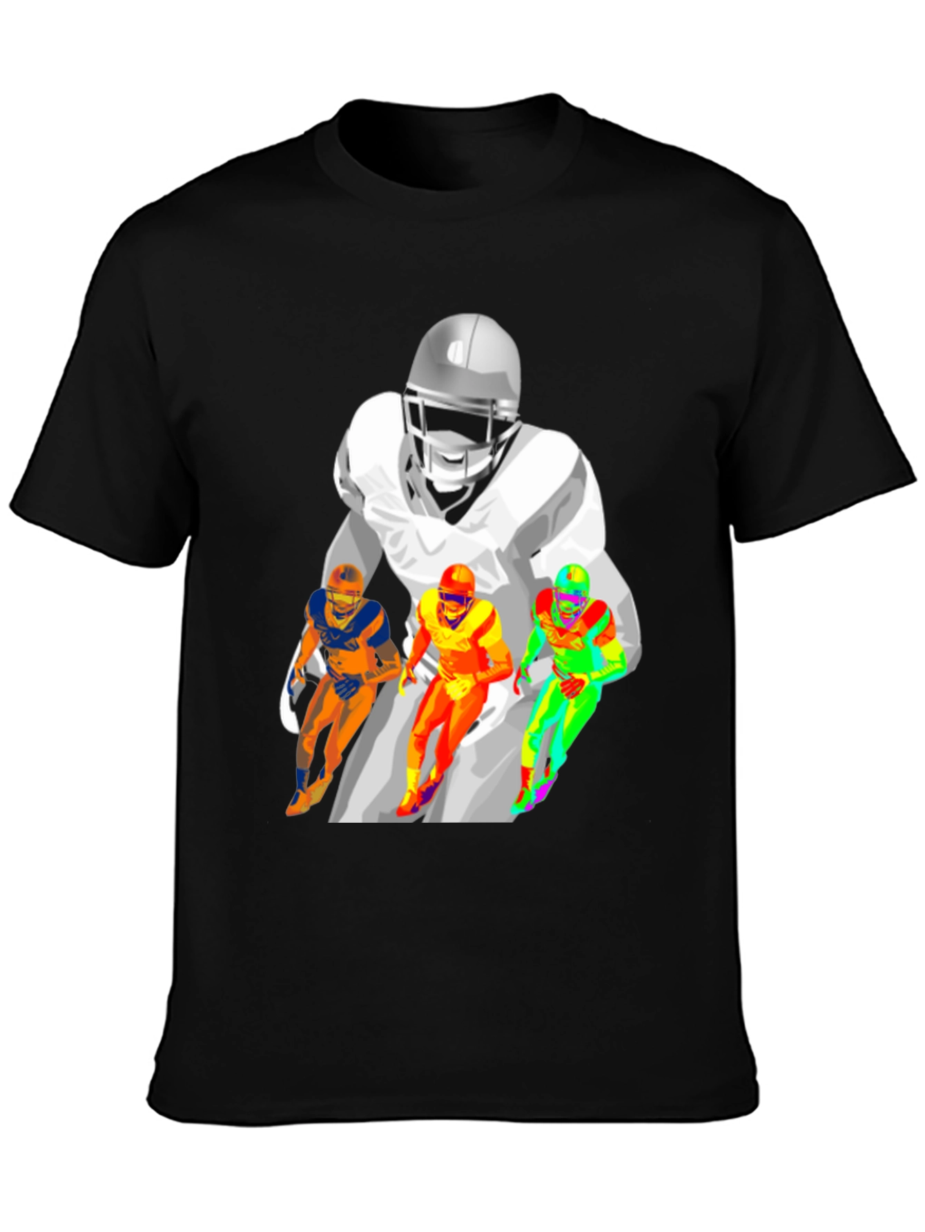 Football Player Graphic T-Shirt - Black