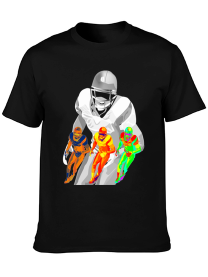 Football Player Graphic T-Shirt - Black