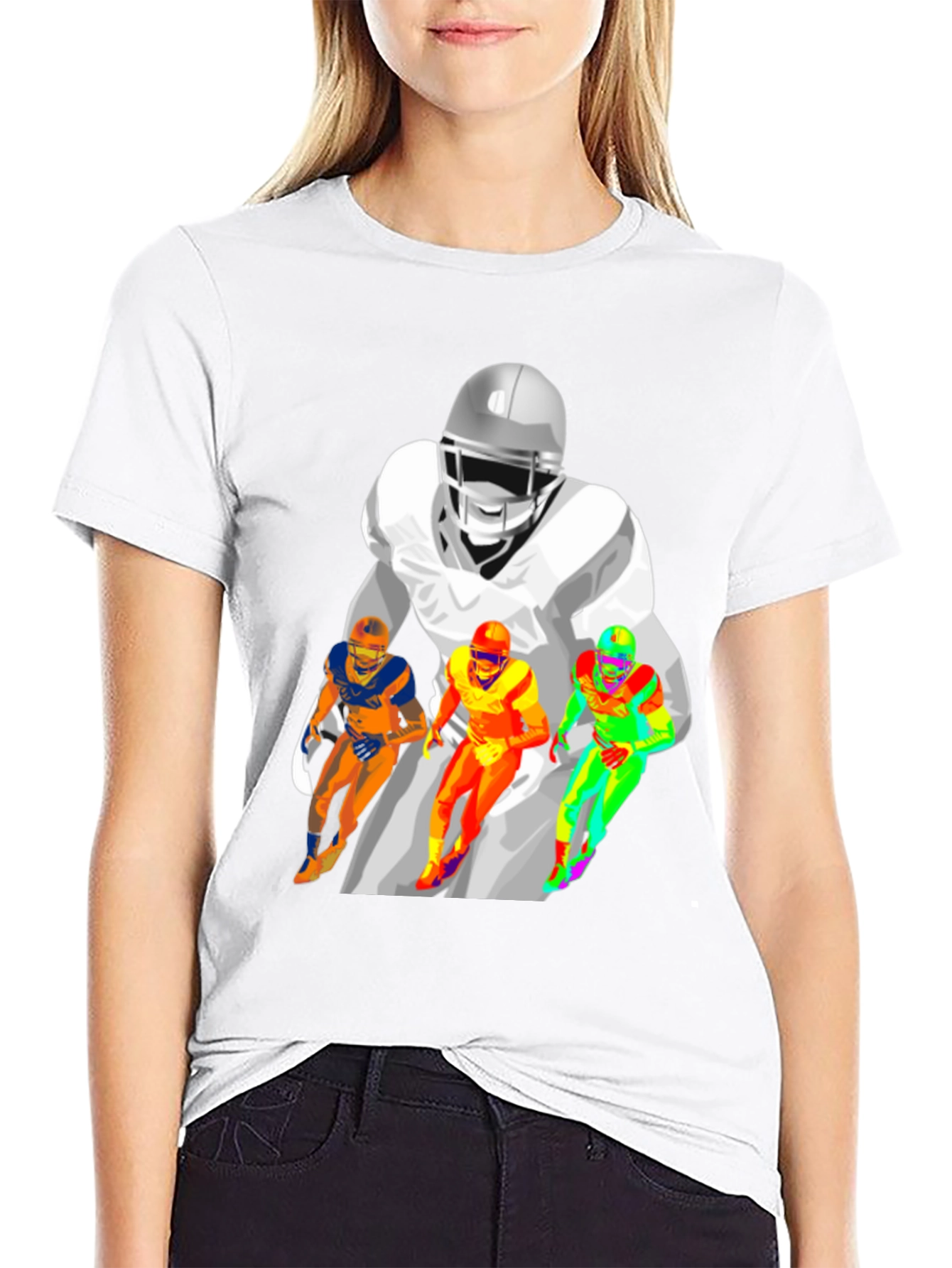 Football Player Graphic T-Shirt - Black