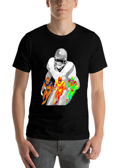 Football Player Graphic T-Shirt - Black