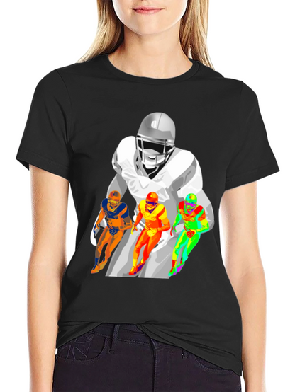 Football Player Graphic T-Shirt - Black