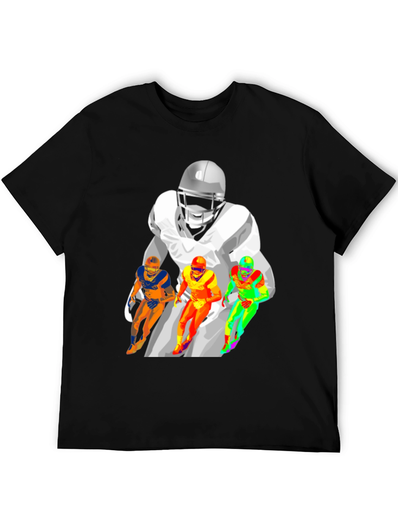 Football Player Graphic T-Shirt - Black