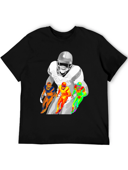 Football Player Graphic T-Shirt - Black