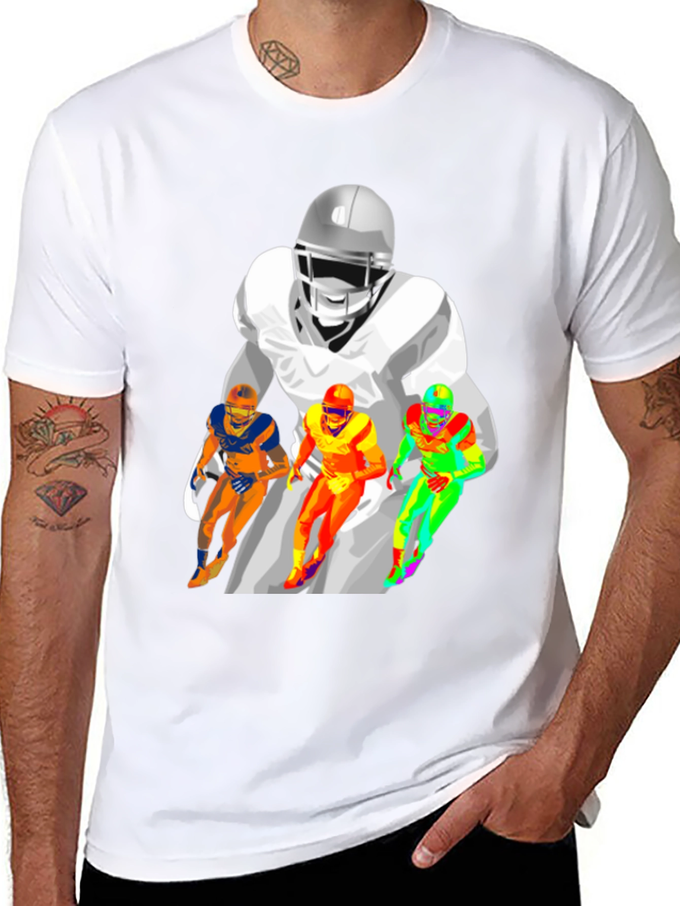 Football Player Graphic T-Shirt - Black