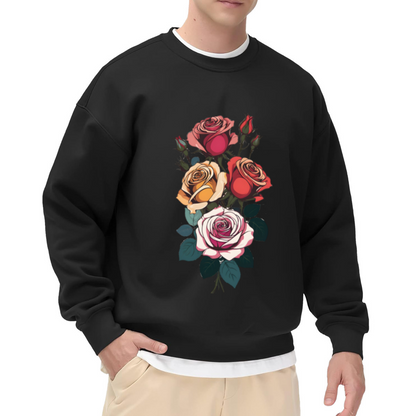 Vibrant Vintage Rose Bouquet Floral Art Crewneck Sweatshirt