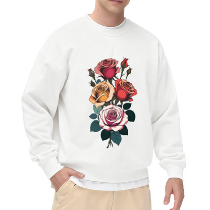 Vibrant Vintage Rose Bouquet Floral Art Crewneck Sweatshirt