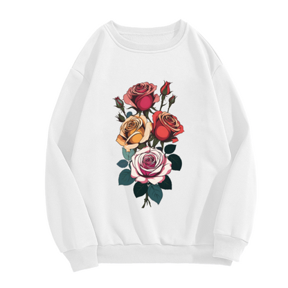 Vibrant Vintage Rose Bouquet Floral Art Crewneck Sweatshirt