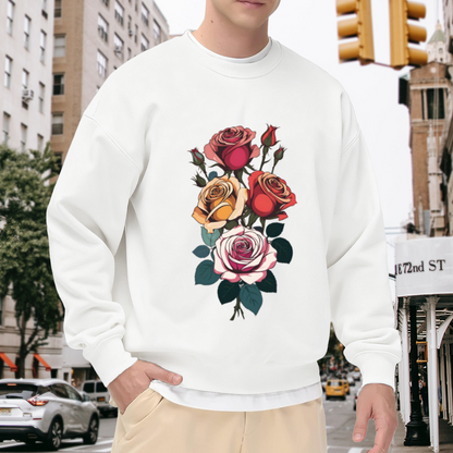 Vibrant Vintage Rose Bouquet Floral Art Crewneck Sweatshirt