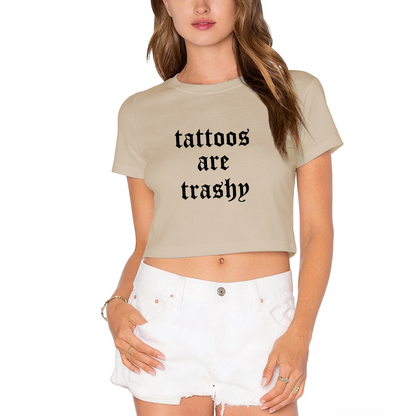 Gothic Font Tattoos Are Trashy Edgy Red Crop Top