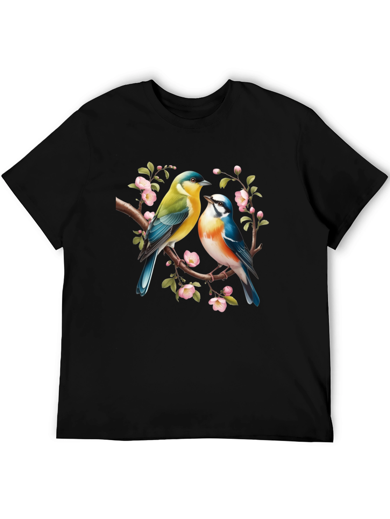 Birds On Branch Graphic T-Shirt - Black