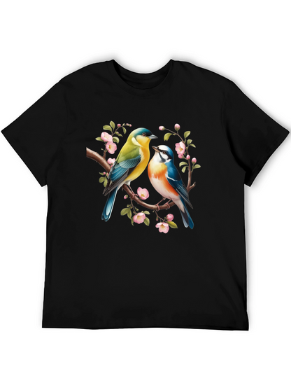 Birds On Branch Graphic T-Shirt - Black