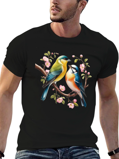 Birds On Branch Graphic T-Shirt - Black