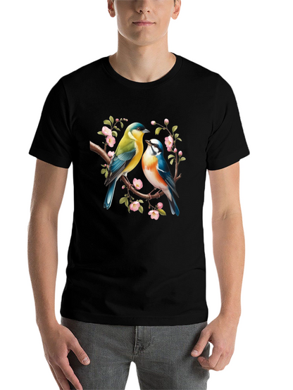 Birds On Branch Graphic T-Shirt - Black