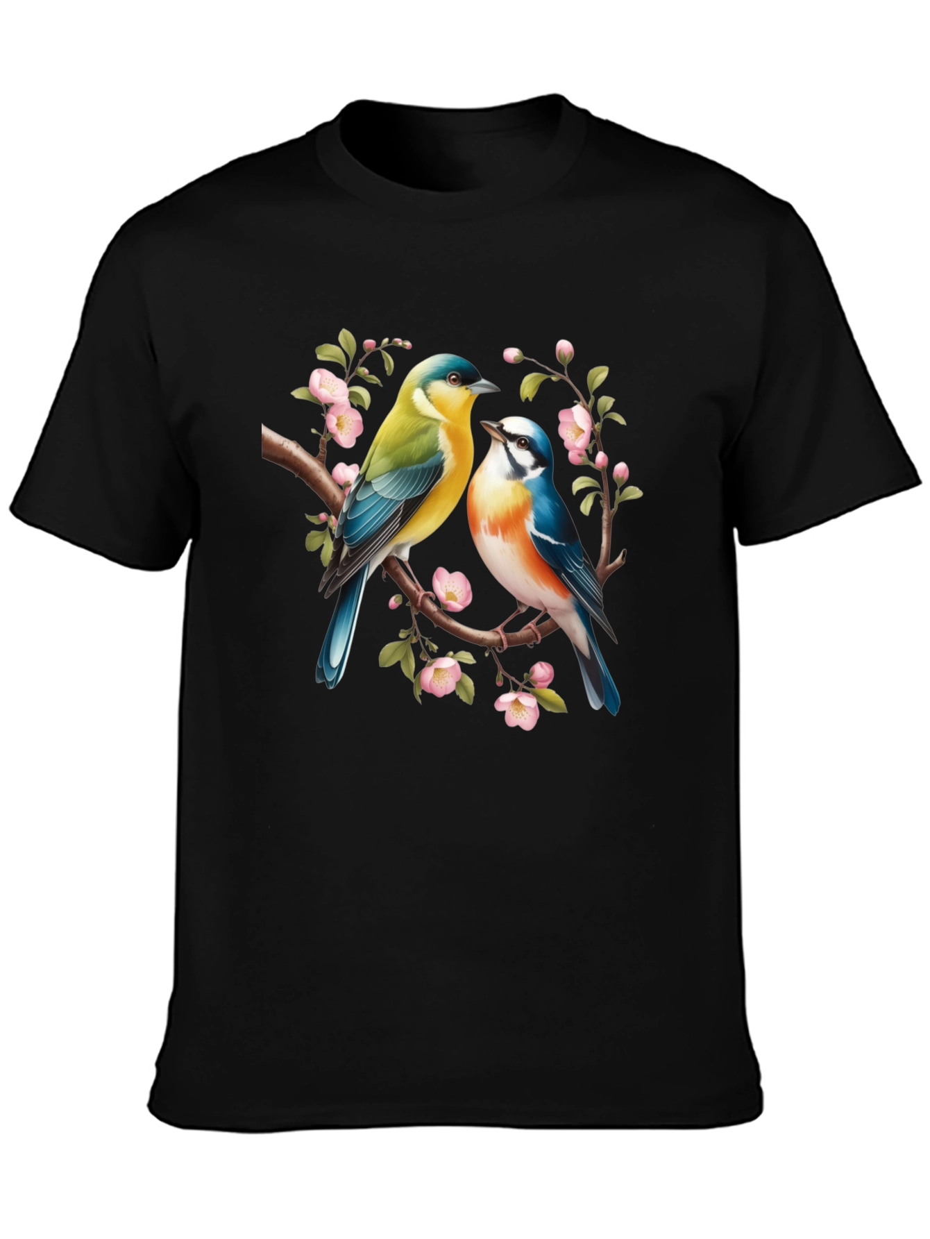 Birds On Branch Graphic T-Shirt - Black