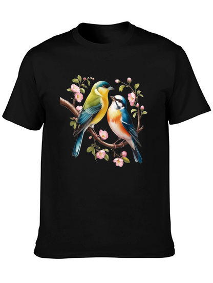 Birds On Branch Graphic T-Shirt - Black