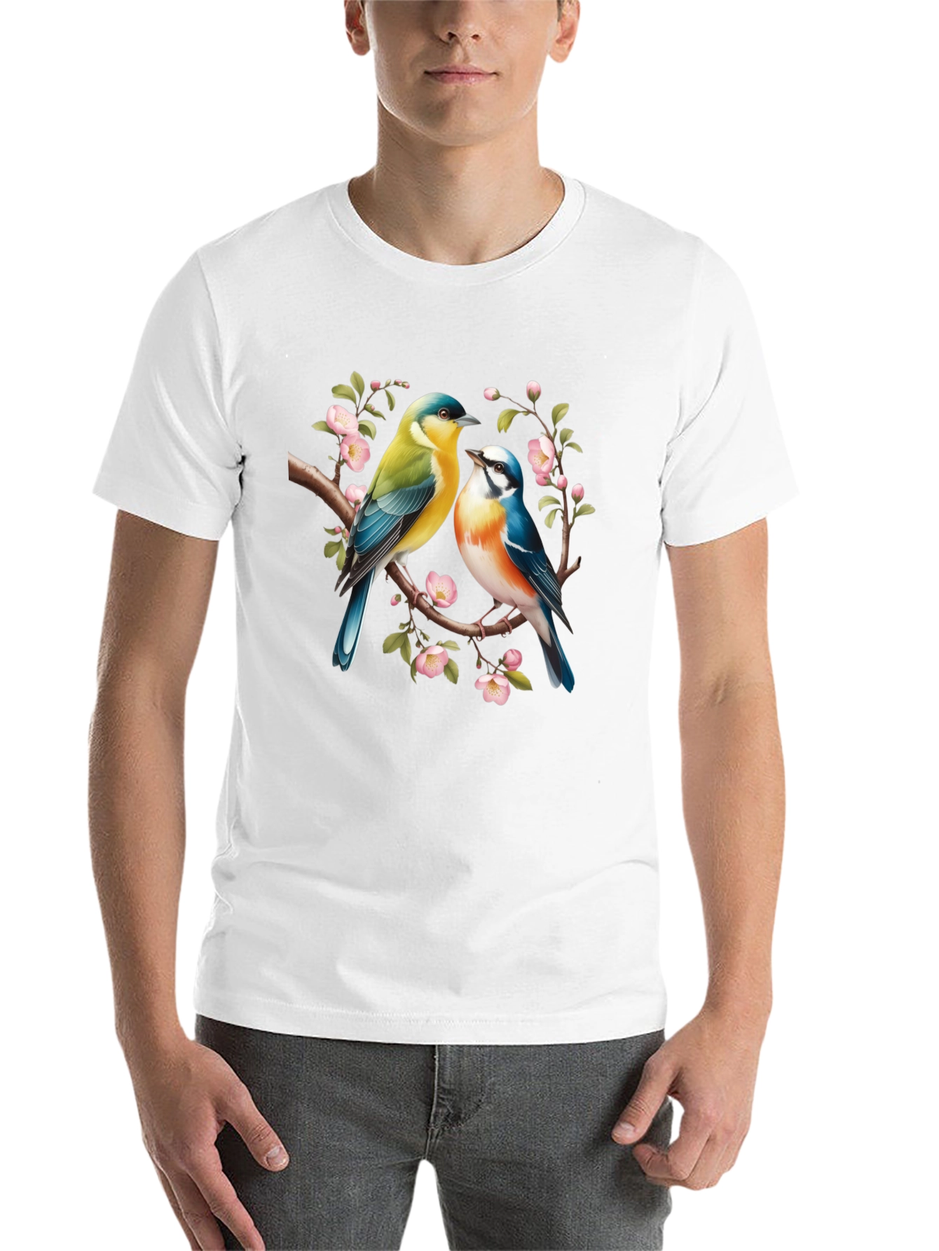 Birds On Branch Graphic T-Shirt - Black