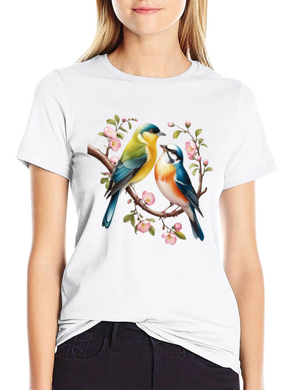 Birds On Branch Graphic T-Shirt - Black