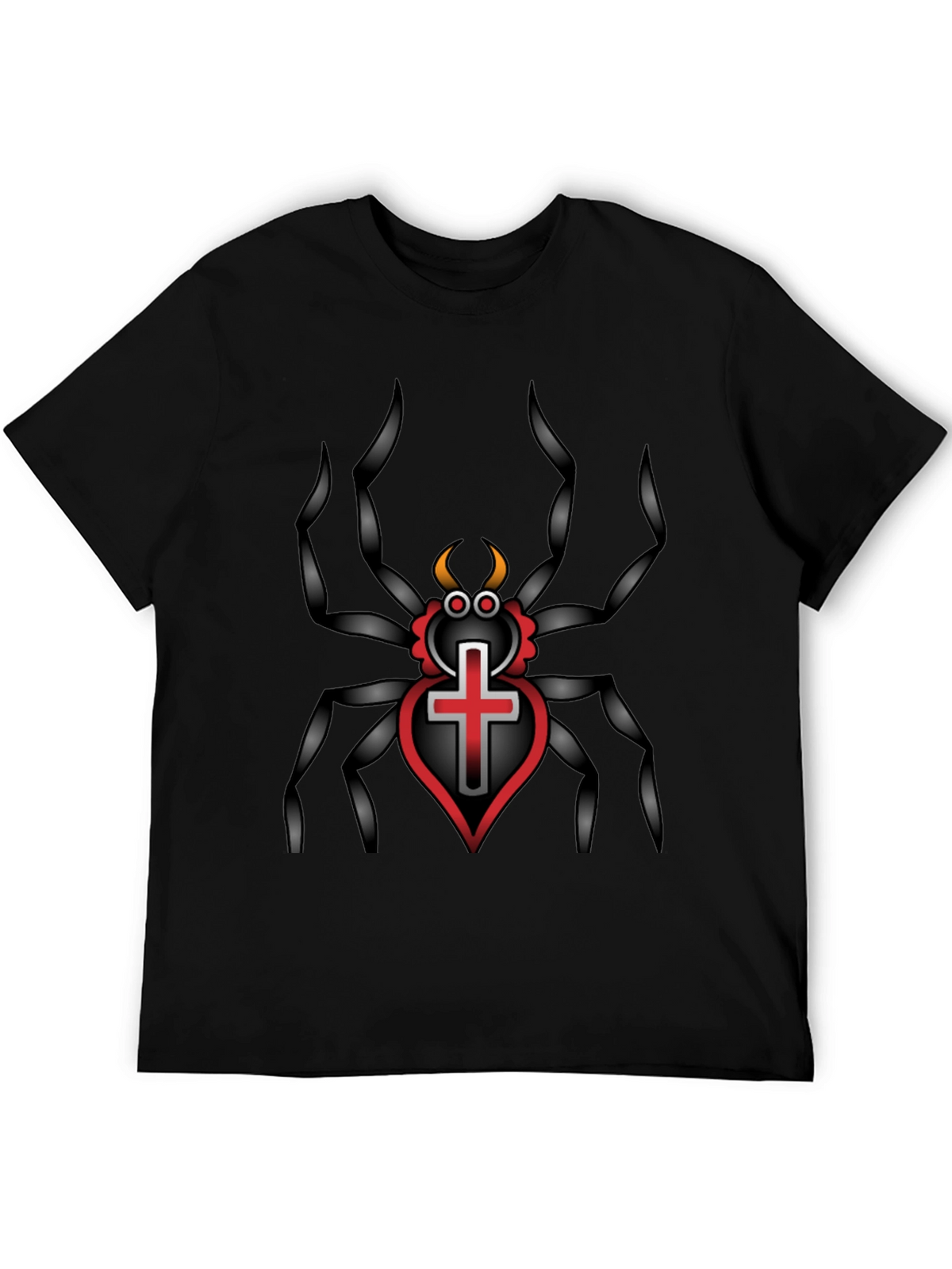 Gothic Spider Cross Heart T-Shirt