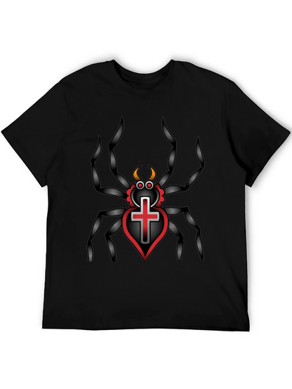Gothic Spider Cross Heart T-Shirt