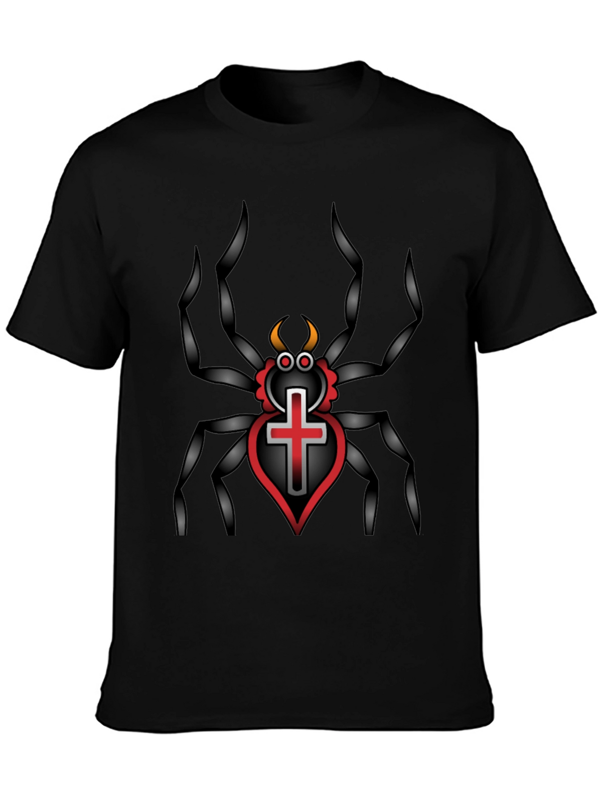 Gothic Spider Cross Heart T-Shirt