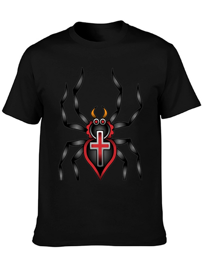 Gothic Spider Cross Heart T-Shirt